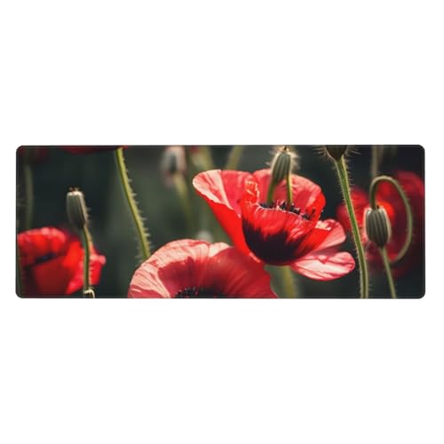 Schöne rote Mohnblume Blumendruck Umfangreiches Gaming Mauspad Großes Mauspad Tastatur Pad Mausmatte Schreibtischunterlage 90x30cm, XL Schöne rote Mohnblume Blumendruck Umfangreiches Gaming Mauspad Großes Mauspad Tastatur Pad Mausmatte Schreibtischunterlage 90x30cm, XL von MyPiky