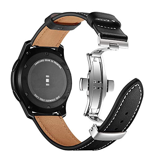 Myada Kompatibel mit Armband Gear S3 Frontier Leder,Armband für Samsung Galaxy Watch 46mm Lederarmband Smartwatch Armband 22mm Armbänder Gear S3 Classic Leder Ersatzband Galaxy Watch Sportarmband von Myada