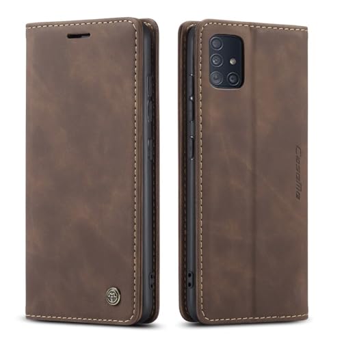 Handyhülle für Samsung Galaxy A51 Hülle Retro Cover Dünne Handyhülle mit Kartenfach Geld Slot Ständer PU Ledertasche TPU Bumper Wallet Case Flip Schutzhülle (Dunkelbraun, A51) von Mycotech