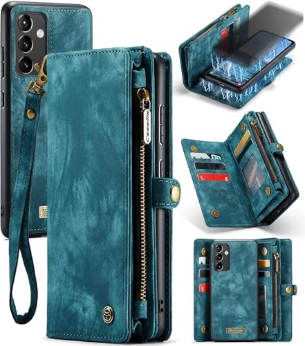 Handyhülle & Tasche für Samsung Galaxy A34 5G 2-in-1 Leder Klapphülle mit abnehmbarem Cover & Geldbörse – Kartenfächer, Münzfach, Magnetverschluss, Flip Case (Blau, A34 5G) von Mycotech