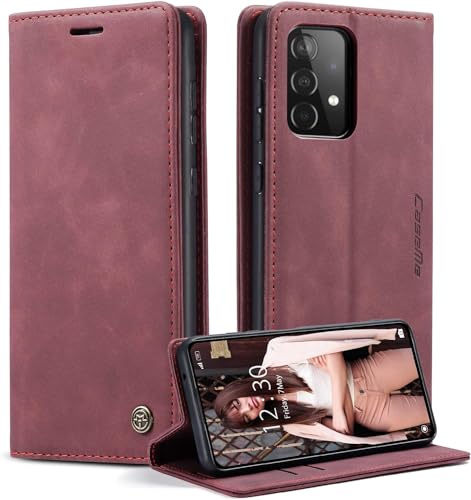 Hülle für Samsung Galaxy A52 / A52s 5G - Premium Kunstleder Wallet Case mit Kartenfächern & Magnetverschluss - Stoßfestes Flipcover für Samsung A52 / A52s 5G (Karmesinrot, A52 4G/5G) von Mycotech