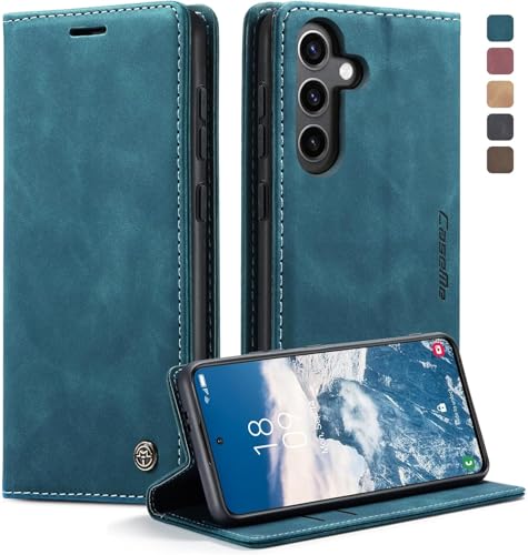 Klapphülle für Samsung Galaxy S24 Plus Hülle mit Kartenfach & Ständer, Stoßfeste Handyhülle rutschfeste Schutzhülle für Samsung Galaxy S24 Plus (Dunkles Zyanblau, S24 Plus) von Mycotech