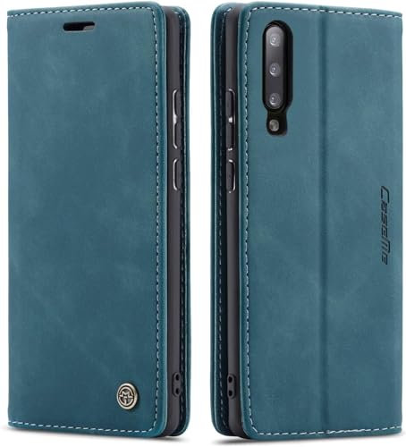Handyhülle für Samsung Galaxy A50 A50s Hülle Retro Dünne Handyhülle mit Kartenfach Geld Slot Ständer PU Ledertasche TPU Bumper Wallet Case Flip Schutzhülle A30s (Dunkles Zyanblau, A50) von Mycotech