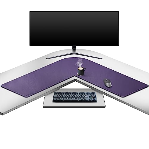 Mydours Eck Schreibtischunterlage aus PU-Leder, L Form Computer Schreibtischmatte, (95+95) x40cm L-förmiger Gaming-Mauspad für Büro und Zuhause (Violett) von Mydours