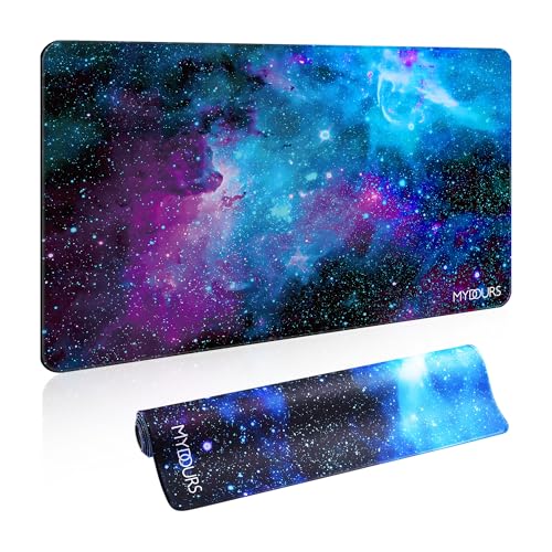 Mydours Gaming Mauspad XXL, 100x60cm Extra großes Mauspad, Rutschfester Gummiboden & Lycra-Gewebe, Schreibtischunterlage für Büro und Zuhause, Tischunterlage mit HD Galaxy-Mustern von Mydours
