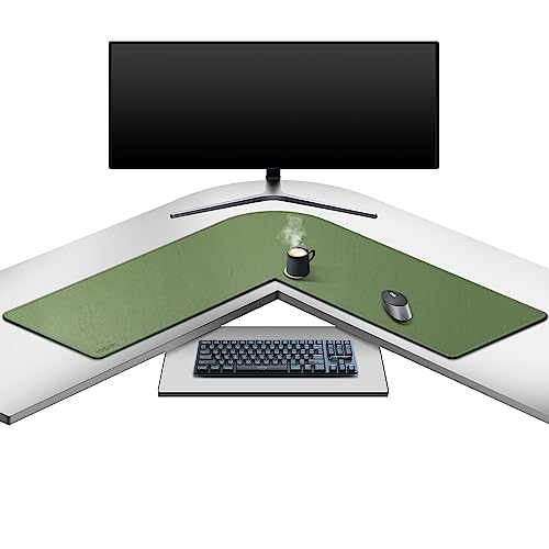 Mydours L-förmiger Schreibtischunterlage aus PU-Leder, 95 x 95 cm Eck Schreibtischmatte, L Form Mausepad Große, Doppelseitig Tischunterlage für Büro und Zuhause (Grün) von Mydours