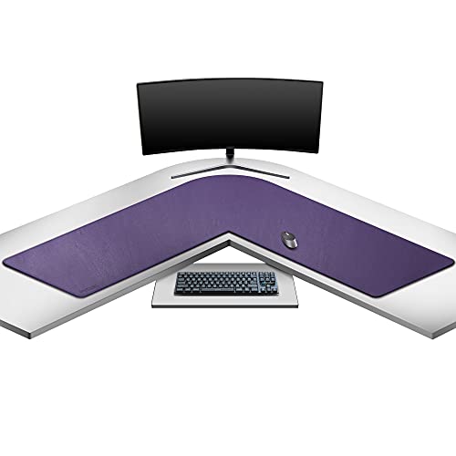 Mydours L-förmiges Schreibtischpad, (135+135) x40cm Reversible Gaming-Ecke Computer-Schreibtischpad Gaming-Mauspad für Heim und Büro (Violett) von Mydours