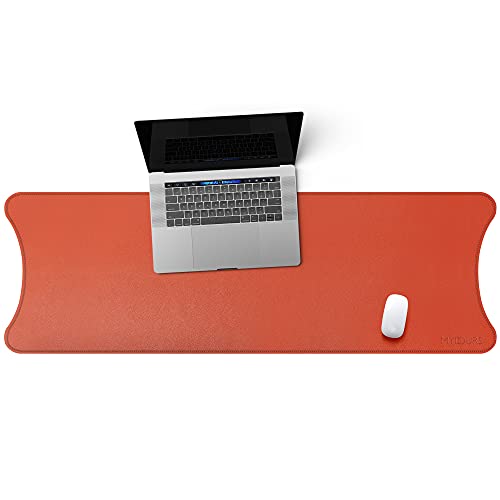 Mydours PU Leder Schreibtisch Pad & Mauspad, 135x40cm Wasserdicht Extra Langes Gaming Tastatur Mauspad, Orange von Mydours
