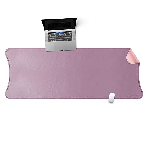 Mydours PU Leder Schreibtischunterlage, 155x60cm Großes Mauspad wasserdichte Doppelseitige Schreibtisch Schreibmatte für Büro/Zuhause (Pink/Violett) von Mydours