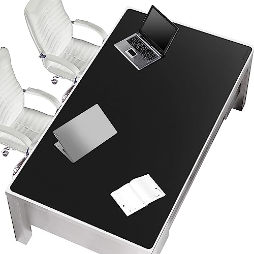 Mydours PU Leder Schreibtischunterlage, 180x90cm Große Tischmatte für Meetings, Doppelseitige wasserdichte Mausmatte und Schreibtisch-Zubehör (Schwarz) von Mydours