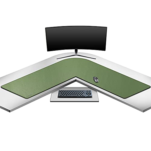Mydours PU Leder Schreibtischunterlage 53,2 x 53,2 Zoll Große L-förmige Computer Workstation Schreibtisch Schreibmatte Gaming Mauspad für Zuhause und Büro (Grün) von Mydours