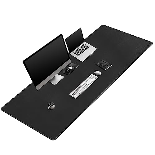 Mydours Schreibtischunterlage aus PU Leder, 170x60cm Schreibunterlage Groß, Gaming Mauspad XXL, Multifunktionale Büro-Schreibtischmatte, Doppelseitige Tischunterlage (Schwarz) von Mydours