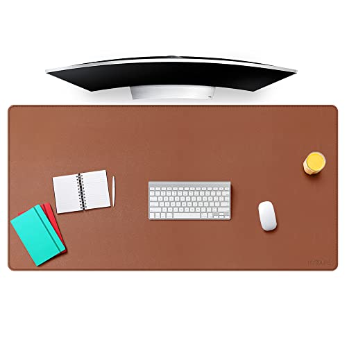 Mydours Schreibtischunterlage aus PU-Leder, Blotterschutz, XXL, groß, Laptop, Tastaturmatte, Mauspad, beidseitig, wasserdicht, Schreibtisch-Schutzunterlagen für Büro/Zuhause (hellbraun, 115x60 cm) von Mydours