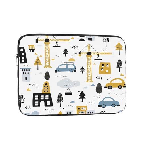 Cute Cars Stoßfeste Laptophülle, 43,2 cm (17 Zoll), Oxford-Stoffhülle mit Schaumstoffpolsterung, leichte Schutzhülle für Pad, Notebook, Business, Schule, Reisen von Myfsucce