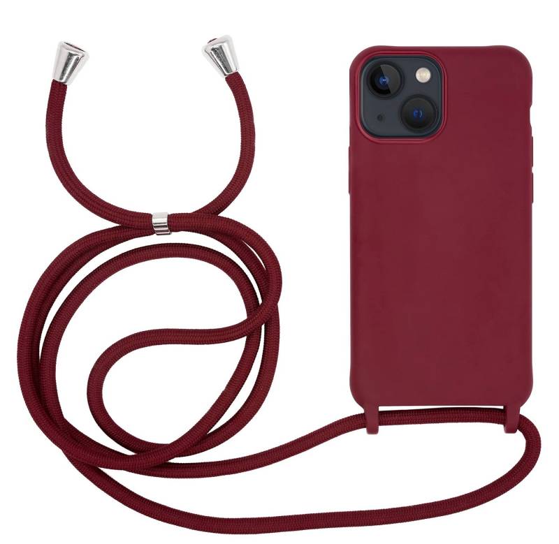 MyGadget Handyhülle Handykette für Apple iPhone 13 Mini, mit Handyband zum Umhängen Kordel Schnur Case Schutzhülle Bordeaux von Mygadget