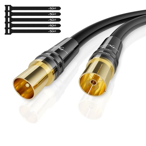 Mygatti 1.5M RG6 4K Antenna Cable,Satellite cable,HD Coaxial TV Cable-75 Ohm-IEC Gold-Plated Sturdy Metal Connectors, for Digital and Analog TV Satellite receiver,with 5 cable ties von Mygatti