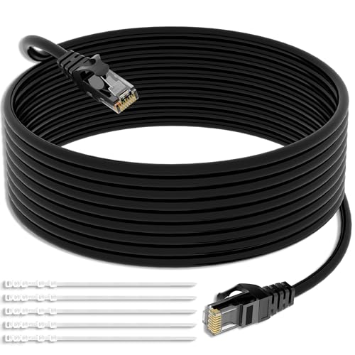 Mygatti 10M CAT5E Ethernet Network Cable, Outdoor Use Waterproof UTP Direct Burial LAN & Patch Cable，RJ45，24AWG，1.0Gbps 350MHz，CCA，UTP，with 25 cable ties von Mygatti