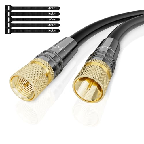 Mygatti 1M Antenna Cable HD Coaxial Satellite Cable - 2x F Connector Gold Plated Metal Cap, supports HDTV, DVB-T2, DVB-C, DVB-S, for digital, analogue reception von Mygatti