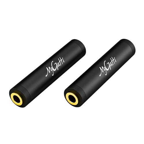 Mygatti 3.5mm AUX Buchse auf Buchse vergoldete Kupplung (2er-Pack),1/8" Stereo Jack auf 1/8" Stereo Jack Adapter, AUX Buchse Verbinder/Adapter Kompatibel mit Kopfhörer, Auto Stereo,Matt-schwarz von Mygatti