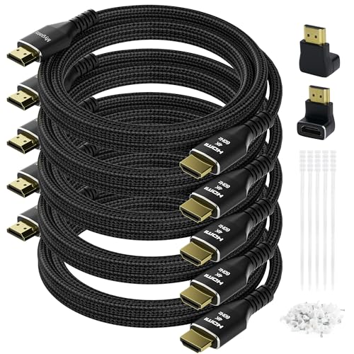 Mygatti 5M 4K HDMI Cable (5 Pack), Ultra HD HDMI 2.0 Cable, Nylon Braided & Gold-Plated Connectors, 4K @ 60Hz, HDCP 2.2, ARC, Bulk HDMI Cables for Laptop, Monitors, HDTV, PS5, Xbox One & More von Mygatti