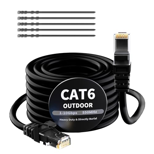 CAT 6 Ethernet Kabel 7.5 Meter-Schwarz für Außen&Innenbereich,wasserdicht,direkte Verlegung,Gigabit Netzwerkkabel,UTP,CCA,RJ45-LAN-Patchkabel für POE-Kamera,Router,Modem,Switch+25 Kabelbindern CAT 6 Ethernet Kabel 7.5 Meter-Schwarz für Außen&Innenbereich,wasserdicht,direkte Verlegung,Gigabit Netzwerkkabel,UTP,CCA,RJ45-LAN-Patchkabel für POE-Kamera,Router,Modem,Switch+25 Kabelbindern von Mygatti