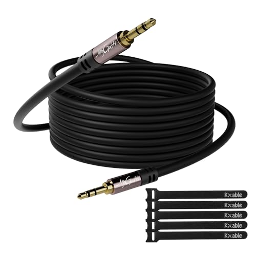 Mygatti Aux Kabel 3,5mm Klinkenkabel(25 Meter) Klinke auf Klinke Stereo Audio Klinkenkabel für Auto, Kopfhörer, PC, Handy, Tablets, Lautsprecher, MP3/ MP4 Player usw. (mit 5 Kabelbindern) von Mygatti
