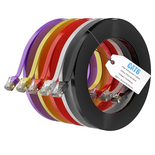 Mygatti Flaches CAT6 Ethernet kabel 2 meter/5 Stück-mehrfarbig,Hochgeschwindigkeits-Internet-Netzwerkkabel mit kompaktem RJ45 Anschluss,dünnes,schlankes,flexibles, kurzes Patchkabel,POE,UTP Mygatti Flaches CAT6 Ethernet kabel 2 meter/5 Stück-mehrfarbig,Hochgeschwindigkeits-Internet-Netzwerkkabel mit kompaktem RJ45 Anschluss,dünnes,schlankes,flexibles, kurzes Patchkabel,POE,UTP von Mygatti