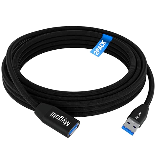 Mygatti USB 3.0 Extension Cable USB A Male to A Female USB 3.0-Verlängerungskabel USB A-Stecker auf Buchse, geeignet für Kartenleser, Tastaturen, Drucker, Scanner, Kameras usw. (2er-Pack, 2m) von Mygatti