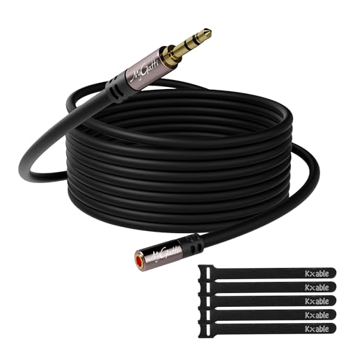 Mygatti Verlängerung Klinkenkabel 3,5mm(30 Meter),Stereo Klinken Audio Verlängerungskabel Stecker auf Buchse,Kopfhörer-Verlängerungskabel, OFC-Kern, schwarz Kabel (mit 5 Kabelbindern) von Mygatti