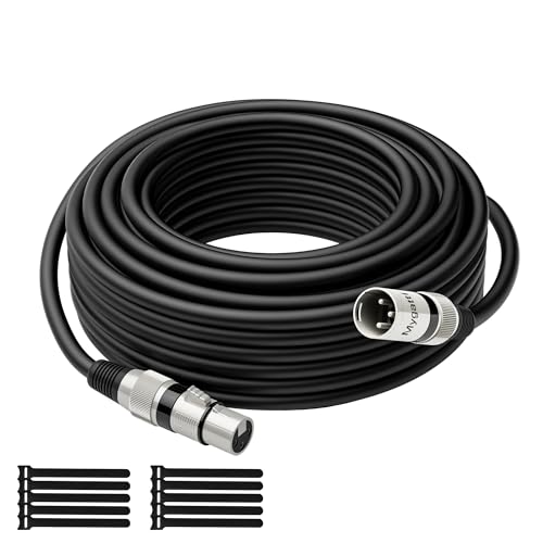 Mygatti XLR-Kabel Mikrofonkabel 20 m(schwarz),Stecker auf Buchse,3 polig abgeschirmt ausbalanciert DMX-Patchkabel,mit EMI-und RFI-Unterdrückung,Kompatibel mit Verstärker,Lautsprecher+10 Kabelbinder von Mygatti