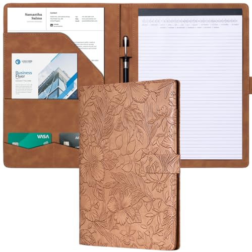 Mymazn Padfolio Portfolio-Ordner, Kunstleder, Vorstellungsgesprächsmappe mit Dokumenten-Organizer und Visitenkartenhalter, Briefgröße, Notizblockhalter für Damen und Herren, Braun Mymazn Padfolio Portfolio-Ordner, Kunstleder, Vorstellungsgesprächsmappe mit Dokumenten-Organizer und Visitenkartenhalter, Briefgröße, Notizblockhalter für Damen und Herren, Braun von Mymazn