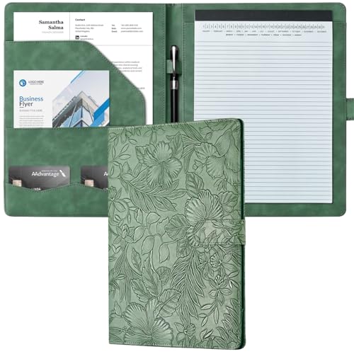 Mymazn Padfolio Portfolio-Ordner, Kunstleder, Vorstellungsgesprächsmappe mit Dokumenten-Organizer und Visitenkartenhalter, Briefgröße, Notizblockhalter für Damen und Herren, Grün Mymazn Padfolio Portfolio-Ordner, Kunstleder, Vorstellungsgesprächsmappe mit Dokumenten-Organizer und Visitenkartenhalter, Briefgröße, Notizblockhalter für Damen und Herren, Grün von Mymazn