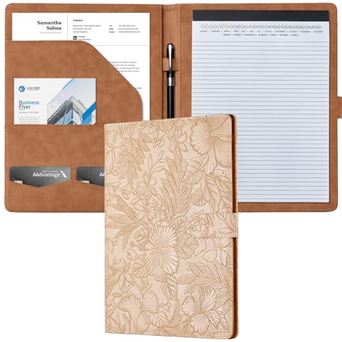 Mymazn Padfolio Portfolio-Ordner, Kunstleder, Vorstellungsgesprächsmappe mit Dokumenten-Organizer und Visitenkartenhalter, Briefgröße, Notizblockhalter für Damen und Herren, Hellbraun Mymazn Padfolio Portfolio-Ordner, Kunstleder, Vorstellungsgesprächsmappe mit Dokumenten-Organizer und Visitenkartenhalter, Briefgröße, Notizblockhalter für Damen und Herren, Hellbraun von Mymazn