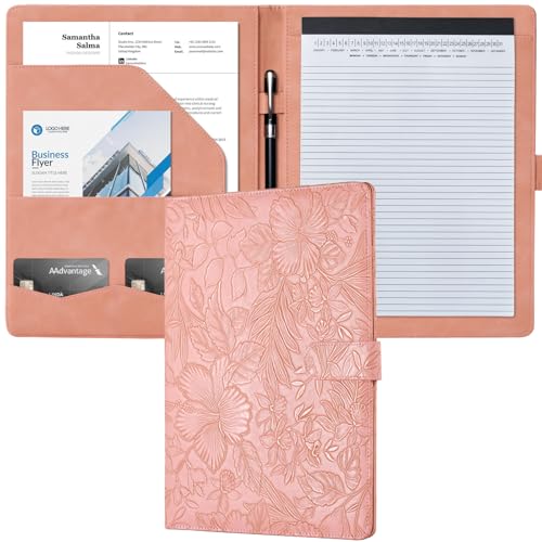 Mymazn Padfolio Portfolio-Ordner, Kunstleder, Vorstellungsgesprächsmappe mit Dokumenten-Organizer und Visitenkartenhalter, Briefgröße, Notizblockhalter für Damen und Herren, Rosa Mymazn Padfolio Portfolio-Ordner, Kunstleder, Vorstellungsgesprächsmappe mit Dokumenten-Organizer und Visitenkartenhalter, Briefgröße, Notizblockhalter für Damen und Herren, Rosa von Mymazn