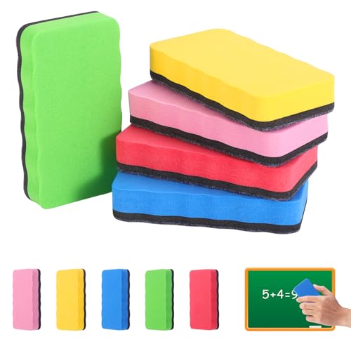 5 Stück Whiteboard Schwamm Magnetisch Set, Tafelwischer zur trockenen Entfernung von Schriften und Zeichnungen auf Tafeln, Abwaschbar und wiederverwendbar Whiteboard Eraser-Farbig 5 Stück Whiteboard Schwamm Magnetisch Set, Tafelwischer zur trockenen Entfernung von Schriften und Zeichnungen auf Tafeln, Abwaschbar und wiederverwendbar Whiteboard Eraser-Farbig von Mynoozi