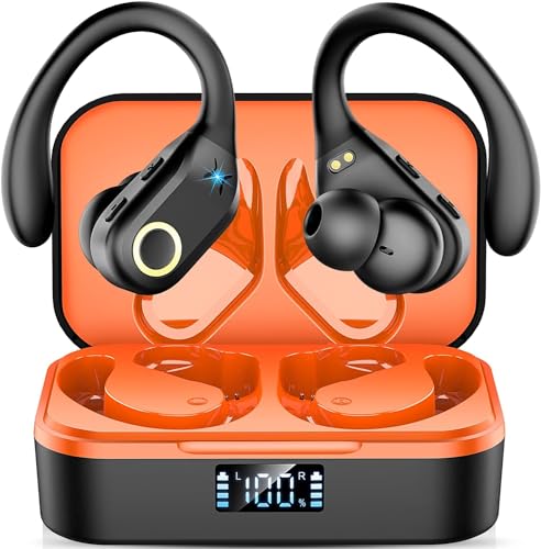 Bluetooth Kopfhörer Sport, in Ear Kopfhörer Kabellos Bluetooth 5.3 ENC Noise Cancelling Mikrofon HD Anruf, Bass Stereoklang Earbuds, 48H Spielzeit USB C Ladekoffer LED Anzeige IP7 Wasserdicht Ohrhörer von Mysic