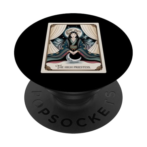 The High Priesterin Moon - Vintage-T-Shirt mit spiritueller Intuition PopSockets Klebender PopGrip The High Priesterin Moon - Vintage-T-Shirt mit spiritueller Intuition PopSockets Klebender PopGrip von Mystic Moon Power Intuition Wear