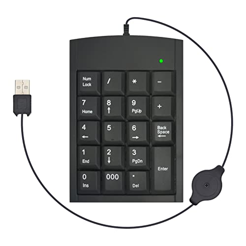 MythGeek Tasten Ziffernblock, einziehbares USB-Kabel, Finanzbuchhaltungsnummer, Tastatur für Mac, Windows, XP, Laptop, Desktop-PC (19 Tasten) von MythGeek