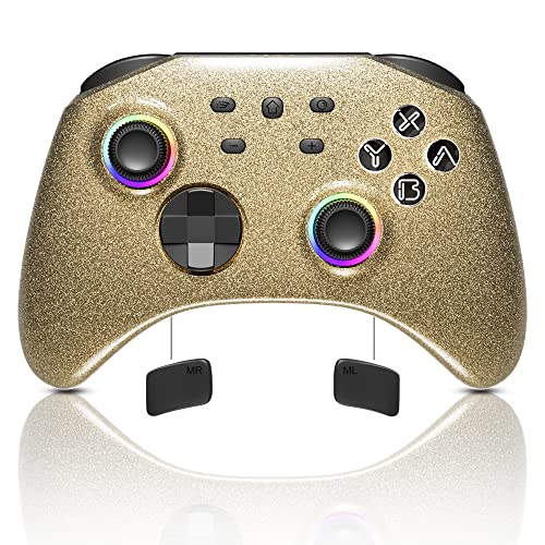 Mytrix Gold Switch Controller für Nintendo Switch/Lite/OLED, Wireless Spiel Gamepad mit Optisch RGB-Joystick, Kompatibel mit Switch/PC/Android/Ios/Steam/Steam Deck Multi-Plattform Pro Controller von Mytrix