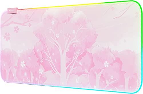 Mytrix RGB Gaming Mauspad Rosa Mousepad XXL 800x300mm, Großes Mauspad mit 14 Lichtmodi, Wasserdichtes Tastaturpad mit Rutschfester Gummibasis, Erweiterte Groß Schreibtischunterlage, Kawaii Sakura Mytrix RGB Gaming Mauspad Rosa Mousepad XXL 800x300mm, Großes Mauspad mit 14 Lichtmodi, Wasserdichtes Tastaturpad mit Rutschfester Gummibasis, Erweiterte Groß Schreibtischunterlage, Kawaii Sakura von Mytrix