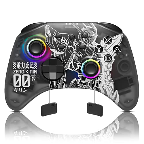 Mytrix Wireless Controller für Nintendo Switch mit RGB Optik Joystick, Mecha-Muster Pro Controller für Switch OLED/Lite mit Kopfhöreranschluss, Home-Taste, Makrofunktion & Vibration von Mytrix