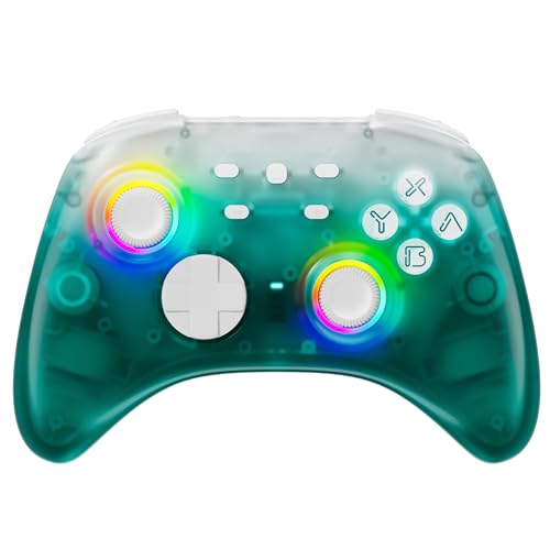 Mytrix Wireless RGB Controller mit Hall-Effekt-Joysticks und Hall-Triggern (kein Drift, keine Deadzone), erweiterter Gamecontroller für Windows/NS/Steam/Android/iOS mit 3,5-mm-Kopfhöreranschluss von Mytrix