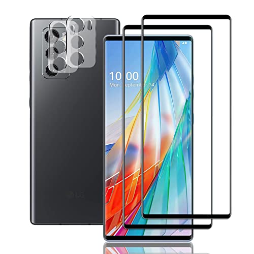 Mzhki [2+2 Stück Schutzfolie für LG Wing 5G, 2 Stück Panzerfolie mit 2 Stück Kameraschutz, 9H-Härte, Anti-Kratzer, Ultra-klar Panzer Schutz Glas für LG Wing 5G von Mzhki