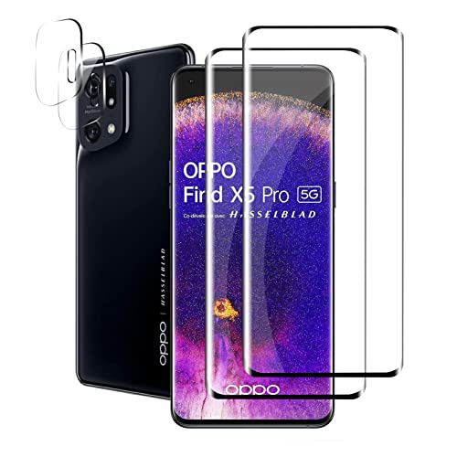 Mzhki [2+2 Stück Schutzfolie für OPPO Find X5 Pro 5G, 2 Stück Panzerfolie mit 2 Stück Kameraschutz, 9H-Härte, Anti-Kratzer, Ultra-klar Panzer Schutz Glas für OPPO Find X5 Pro 5G von Mzhki