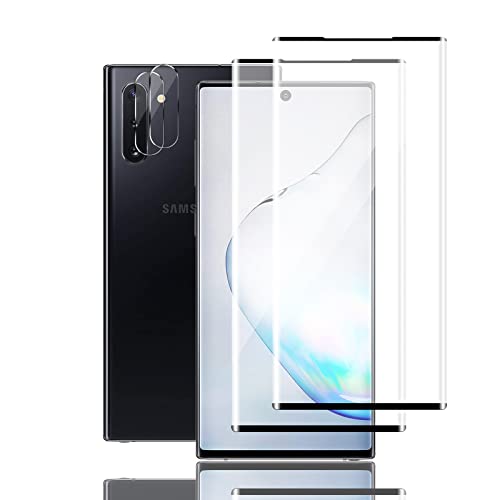 Mzhki [2+2 Stück Schutzfolie für Samsung Galaxy Note 10 Plus, 2 Stück Panzerfolie mit 2 Stück Kameraschutz, 9H-Härte, Anti-Kratzer, Ultra-klar Panzer Schutz Glas für Samsung Galaxy Note 10 Plus von Mzhki