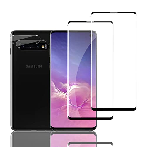 Mzhki [2+2 Stück Schutzfolie für Samsung Galaxy S10 Plus, 2 Stück Panzerfolie mit 2 Stück Kameraschutz, 9H-Härte, Anti-Kratzer, Ultra-klar Panzer Schutz Glas für Samsung Galaxy S10 Plus von Mzhki