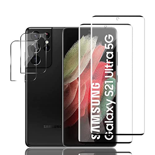 Mzhki [2+2 Stück Schutzfolie für Samsung Galaxy S21 Ultra 5G, 2 Stück Panzerfolie mit 2 Stück Kameraschutz, 9H-Härte, Anti-Kratzer, Ultra-klar Panzer Schutz Glas für Samsung Galaxy S21 Ultra 5G von Mzhki