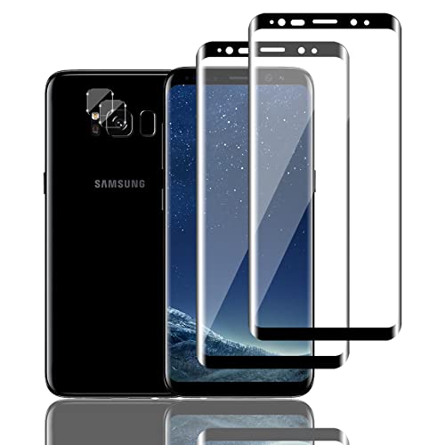 Mzhki [2+2 Stück Schutzfolie für Samsung Galaxy S8, 2 Stück Panzerfolie mit 2 Stück Kameraschutz, 9H-Härte, Anti-Kratzer, Ultra-klar Panzer Schutz Glas für Samsung Galaxy S8 von Mzhki