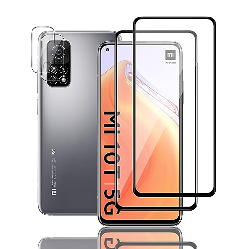 Mzhki 2+2 Stück Schutzfolie für Xiaomi Mi 10T 5G, 2 Stück Panzerfolie mit 2 Stück Kameraschutz, 9H-Härte, Anti-Kratzer, Ultra-klar für panzerglas für Xiaomi Mi 10T 5G von Mzhki