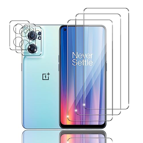 Mzhki 3+3 Stück Schutzfolie für Realme OnePlus Nord CE 2 5G, 3 Stück Panzerfolie mit 3 Stück Kameraschutz, 9H-Härte, Anti-Kratzer, Ultra-klar Panzer Schutz Glas für OnePlus Nord CE 2 5G von Mzhki